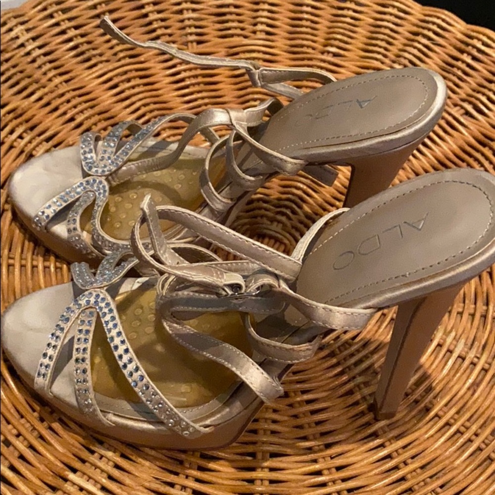 Aldo dusty gold satin heels
